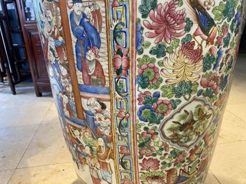 A pair of massive Chinese famille rose vases, 19th C.