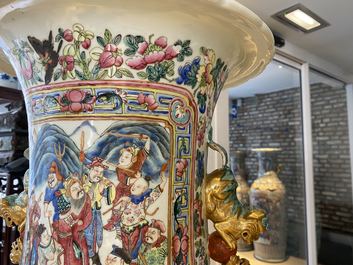 A pair of massive Chinese famille rose vases, 19th C.