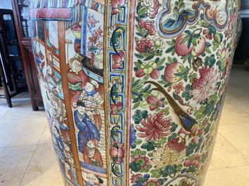 A pair of massive Chinese famille rose vases, 19th C.