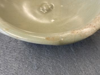 A Chinese Longquan celadon 'turtle in lotus flower' bowl, Song/Yuan