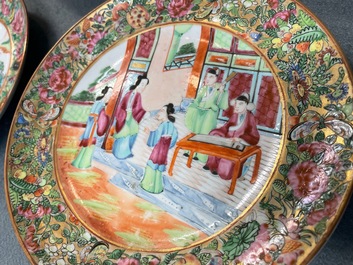 Six Chinese Canton famille rose plates, 19th C.