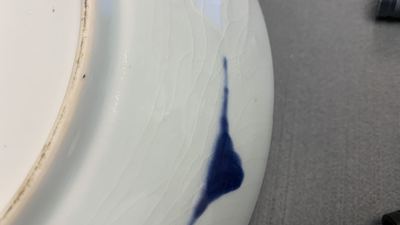 Een uitgebreid Chinees blauw-wit servies met jachtdecor, 18/19e eeuw