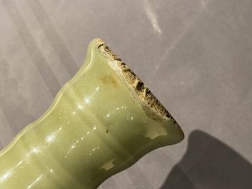 A Chinese monochrome celadon stem cup, Ming