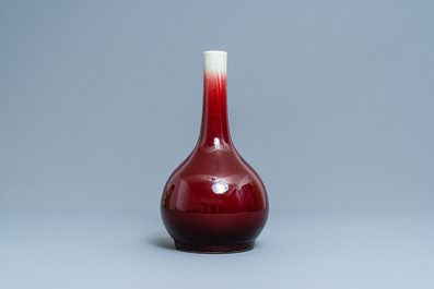 A Chinese monochrome langyao-glazed bottle vase, Qianlong