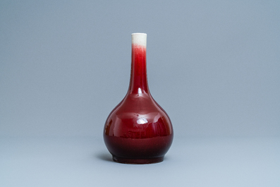 A Chinese monochrome langyao-glazed bottle vase, Qianlong