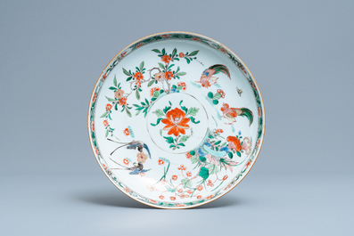 A pair of Chinese famille verte dishes, Kangxi