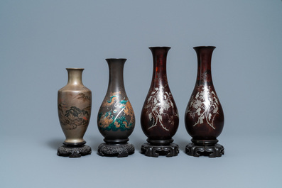 Four Chinese Shen Shao'an type Foochow lacquerware vases, Republic