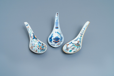 Five Chinese doucai spoons, 19/20th C.