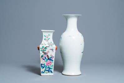 Two Chinese famille rose vases, 19/20th C.