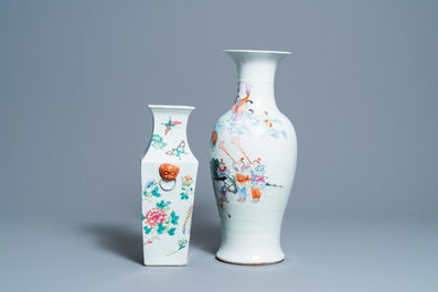 Two Chinese famille rose vases, 19/20th C.