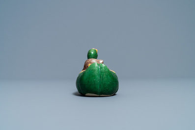 A Chinese sancai-glazed duck-shaped water dropper, Ming