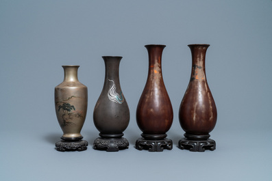 Quatre vases de type Shen Shao'an en laque de Foochow, Chine, R&eacute;publique