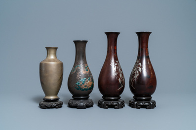 Quatre vases de type Shen Shao'an en laque de Foochow, Chine, R&eacute;publique