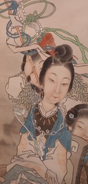 Qian Huian (1833-1911), ink and color on paper: 'Fugui shoukao, after Wen Anguo', 19th C.