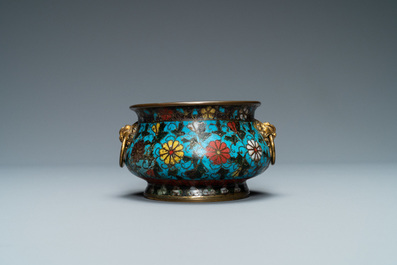 A Chinese cloisonn&eacute; censer, Ming