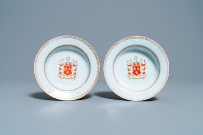 Four Chinese Scottish market Ross of Balnagowan armorial soup plates, Qianlong