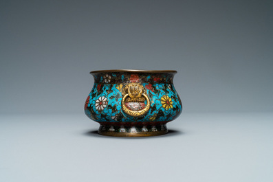 A Chinese cloisonn&eacute; censer, Ming