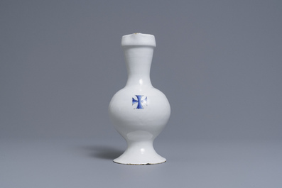 A blue and white jug with a heraldic cross, France or Germany, 17th C.