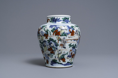 A Chinese wucai '100 boys' vase, Transitional period