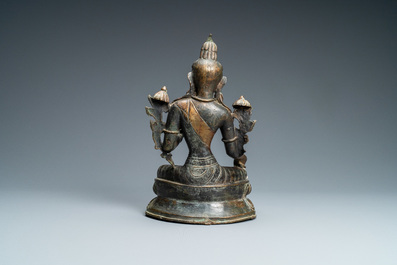 A Sino-Tibetan gilt copper alloy figure of Tara, 19th C.