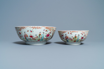 Two Chinese famille rose 'mandarin' bowls, Qianlong