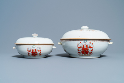 Deux terrines couvertes en porcelaine de Chine armori&eacute;e aux armes de Ross of Balnagowan pour le march&eacute; &eacute;cossais, Qianlong