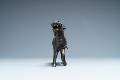A Chinese bronze 'qilin' censer, Kangxi