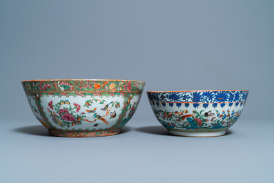 Two large Chinese Canton famille rose bowls, 19th C.