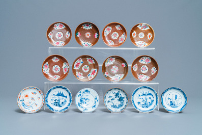 31 soucoupes et 22 tasses en porcelaine de Chine &agrave; fond brun capucin, Kangxi/Qianlong