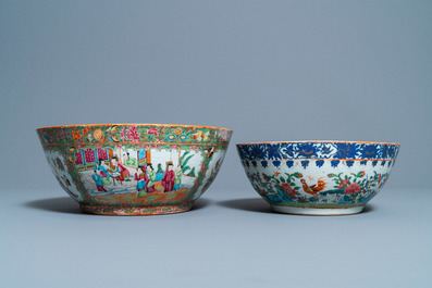 Two large Chinese Canton famille rose bowls, 19th C.