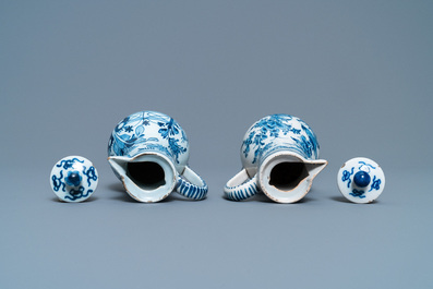 A Dutch Delft blue and white cruet set on stand, 2nd quarter 18th C.