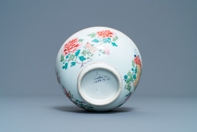 A Chinese famille rose bowl with floral design, Yongzheng