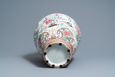 A large famille rose-style vase and cover, Samson, France, 19th C.