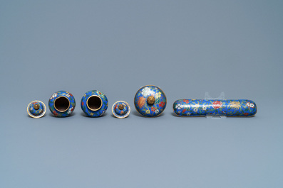 A Chinese cloisonn&eacute; desk set, 19th C.