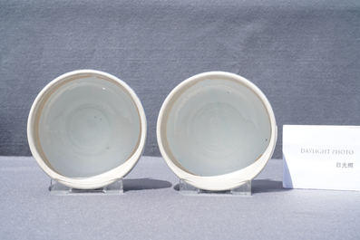 Une paire de grands pots couverts en porcelaine de Chine en bleu et blanc, Kangxi