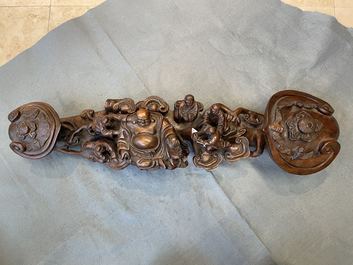 A large Chinese carved wooden ruyi scepter, 19th C.