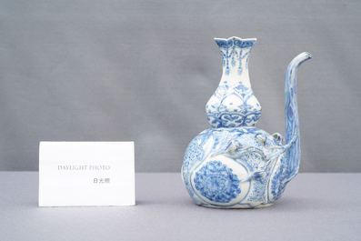 A Chinese blue and white 'pomegranate' kendi, Wanli