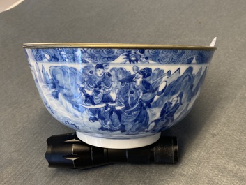 A Chinese blue and white Vietnamese market 'Bleu de Hue' bowl, Kangxi mark, 19th C.