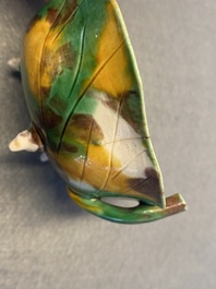 A Chinese 'egg and spinach'-glazed 'crab in lotus' water dropper, Kangxi