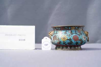 A Chinese cloisonn&eacute; censer, Ming