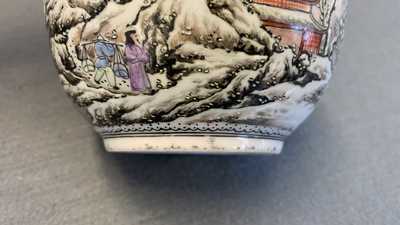 A Chinese eggshell porcelain lantern with a winter landscape, Republic