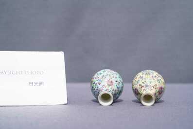 Two Chinese famille rose miniature vases, Qianlong mark, Republic