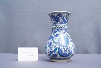 A blue and white Iznik-style vase, probably Samson, France, 19th C.