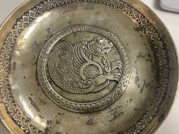 A Sassanian silver 'simurgh' dish, Persia, 6/8th C.