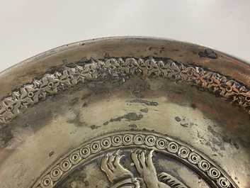 A Sassanian silver 'simurgh' dish, Persia, 6/8th C.