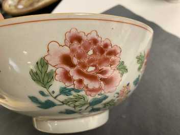 A Chinese famille rose bowl with floral design, Yongzheng