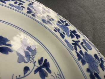 Six Chinese blue and white dishes and plates, Kangxi and later