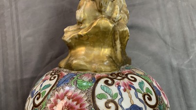 A large famille rose-style vase and cover, Samson, France, 19th C.