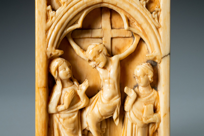 The right panel of an ivory 'Crucifixion' diptych, probably Paris, 14th C.