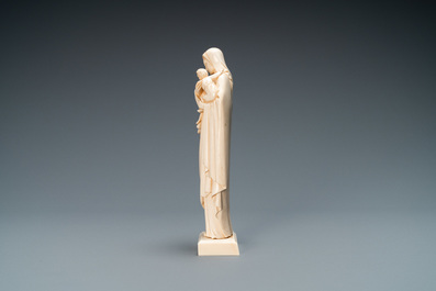 An ivory figure of a Madonna with child, Dieppe, France, early 20th C.